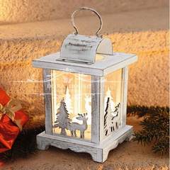 European style retro wooden glass Christmas Christmas tree candle lantern decorations elk house villa bar Candlestick without candle