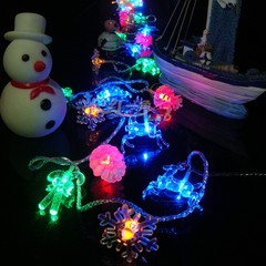 Lantern lights Christmas tree decoration waterproof outdoor Coloured lightsLED flash stick snow cones Battery lamp: 2 meters and 20 lights