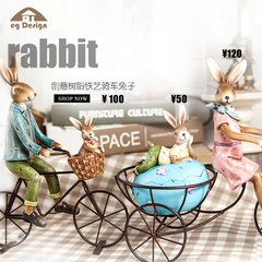 Birthday gift creative rabbit animal ornaments resin American country pastoral style decor Home Furnishing crafts Candlestick combination 3006-1/-2