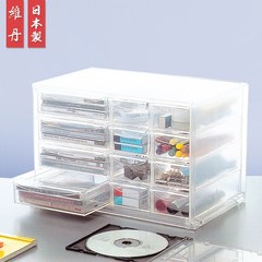 Japan imported drawer type storage box multi storage box cosmetic storage box office desktop storage box Large transparent 12 lattice