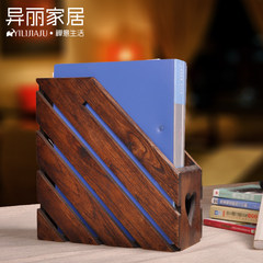 Different creative office desktop folder Li wood storage box wooden desk magazine rack book box Goods in stock