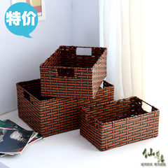 Simple straw storage basket towel box box debris basket storage box storage basket snack basket Jewelry Box Set Green white