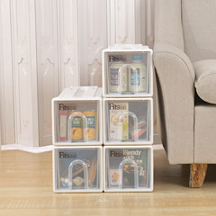Single layer free stack combined drawer type storage cabinet, multi layer cabinet, transparent storage box, storage box, plastic Trumpet 25*20*15 white