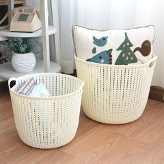Nordic style imitation rattan vines desktop storage basket oversized storage basket basket with two dirty clothes gray