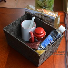 Japanese style storage basket, desktop storage box, cosmetics mobile phone sundries storage basket, storage basket sorting box, small woven basket dark brown