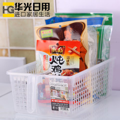 日本进口SANADA收纳筐带手柄塑料收纳篮厨房收纳盒置物篮子收纳筐 透明
