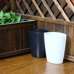 日本进口YAMADA无盖双色垃圾桶 家用创意收纳桶 办公室纸篓杂物筒 黑色