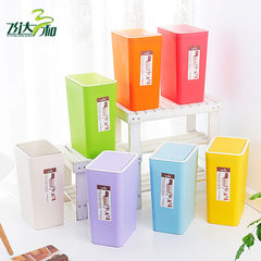 Fei Dasan and fashion plastic trash can, kitchen, bathroom, covered rectangle hand, according to holding bucket 8L G2380 purple (8L)