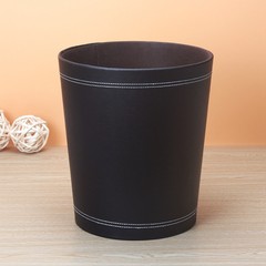 Leather garbage bin, small living room, hotel bedroom, holding bucket, no cover, cute fashion European style originality Double layer Golden Flower