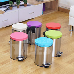 7L不锈钢垃圾桶脚踏家用创意大号欧式有盖客厅厨房卫生间垃圾桶 7L粉红色
