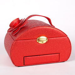 Casket Princess European style Korean jewelry box, wooden band lock earrings, wedding gift box, birthday gift Rose red