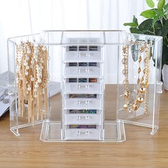 Transparent high-grade jewelry storage box, built-in velvet box, jewelry box, necklace, ring, drawer type acrylic cosmetic box Transparent double top velvet box top grade jewelry box