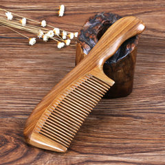 Natural green sandalwood sandalwood jade comb comb comb comb massage Tan anti-static comb hair comb (carved pattern fine tooth) send silk bag + original package