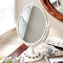 South Korea imports white desktop makeup mirror, dressing mirror, retro decorative mirror, European double mirror Trumpet (in stock)