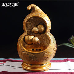 Water hyacinth water fountain water story gold ornaments housewarming gift Room Decor study felicitous wish of making money XL size [48*46*102cm]