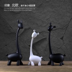 The Nordic modern Deer Animal Home Furnishing soft decoration decoration creative living room TV cabinet resin furnishings wedding gift Black and white suit A