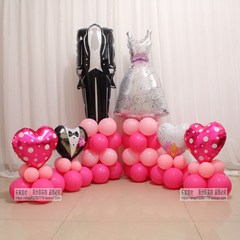 The bride and groom wedding wedding room column aluminum balloons to decorate the guest hotel banquet venue to celebrate the road Rose white spot heart-shaped Pier (without pedestal pole)