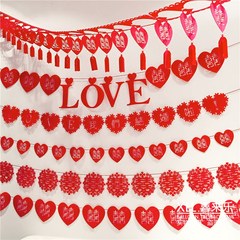 Marriage celebrate the marriage room decoration bridal wedding supplies creative layout props non-woven ornaments hi garland ribbon Round Xi Lahua