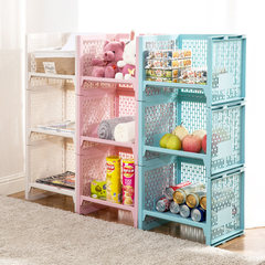 Stackable plastic storage basket, toy snack basket, kitchen, fruit and fruit storage frame, desktop basket Pink cover