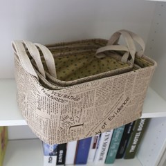 Export single retro style cotton fabric desktop small box cover storage basket without finishing suit Camel bottom retro newspaper trumpet