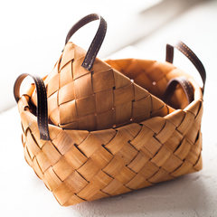 Tree can be woven into wood chip basket, creative handmade wood chip basket, nursing products, small baskets, environmental protection, natural wood PU ear size set