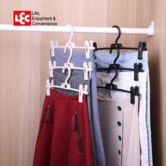 LEC household plastic hanger, skirt clip, traceless skirt, trousers rack, wardrobe, clothes rack, clothes rack clip 3 sets 3 black
