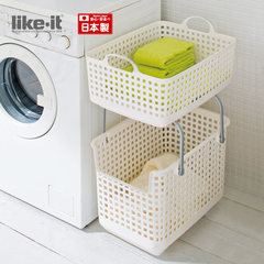 Japan imported clothing classification storage basket basket plastic dirty laundry basket portable clothes basket basket bathroom glass White bottom basket