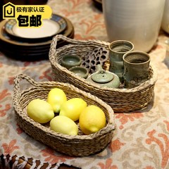 Japanese shipping storage basket storage basket fruit candy dish tea storage basket tray snack storage storage basket Egg round (large) 35× 23× 8cm