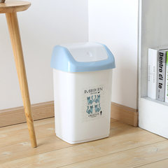 厨房摇盖垃圾桶家用客厅翻盖垃圾篓 卫生间卧室大号塑料带盖纸篓 大号米色