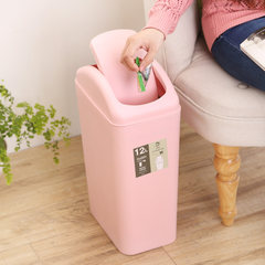 稻草屋 时尚创意大号家用摇盖垃圾桶 厨房客厅卧室垃圾筒有盖 咖啡色