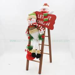 Christmas Santa Snowman Christmas gift dolls wooden staircase window layout ornaments Ladder for the elderly