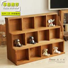 Zakka grocery made of solid wood cabinet storage retro old wooden showcase 12 lattice three stairs hanging box