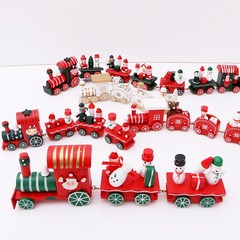 The new red green Christmas decorations wooden train children Christmas Eve gift gift ornaments Red calendar