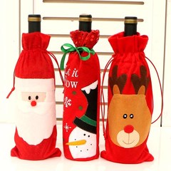 Christmas decorations, Santa Claus bottle bag, champagne red wine set, Christmas restaurant accessories party Snowman champagne set