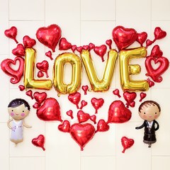 Creative wedding bridal room decoration supplies wedding Tanabata Valentine's day decoration letter aluminum film balloon package American version of love package [gold 1]
