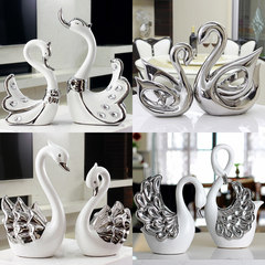 Bedside Cabinet Bookcase Decor ornaments home decoration ornaments bedroom living room Home Furnishing wedding gift A pair of silver swans