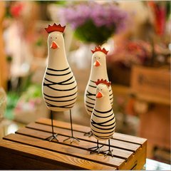 Zakka Nordic logs 3 piece chicken family ornaments hand-painted creative gift birthday gift