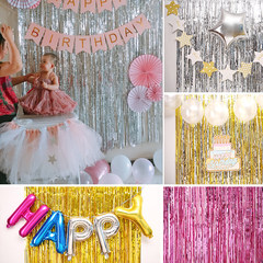 The rain curtain garland ribbon children birthday party background wall decoration wedding room supplies color bar activities arrangement transparent