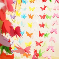 Wedding wedding wedding room decoration Lahua manual paper butterfly pull flag party birthday party dessert table Large yellow butterfly garland on paper