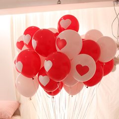 Wedding products, balloon, pearl balloon, wedding room, decoration, thickening, birthday balloon, wedding arrangement props Red white heart 100