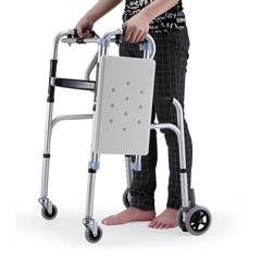 Hot Wheels aluminum alloy Claus Walker belt wheel seat folding quadropods walker can be disabled Light grey