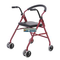 Portable folding wheelchair for elderly with walking aid rehabilitation equipment four wheel four stick crutch stool gules