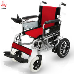 折叠锂电池轻便轮椅老年坐便智能全自动残疾人智能刹车助行四轮车 红橙碎花