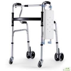 The old man walking aid simple portable folding chair ferry elderly quadropods Walker portable cart Light grey