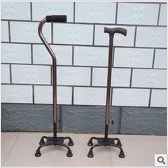 Thick bronze old quadropods stainless steel stick straight handle with four elderly cane Walker four jaw angle gules