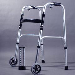 The old man at the crutch quadropods with wheel Walker Aluminum Alloy walk up walking assist Walker Dark grey