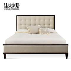 Luqi Home Furnishing American modern fabric soft pull soft on bedroom bed 1.8 meters double bed high-end custom 1800mm*2000mm Fabric soft - box bed Assembled rack bed
