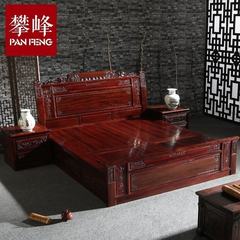 Climbing furniture, South American sour wood, Ruyi elephant head, Chinese bed, mahogany bed, 1.8 meters double all solid wood bed 1500mm*2000mm Ruyi elephant head 1.5 meters Box frame structure