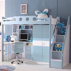 The children bed desk wardrobe bed bunk bed on the bed with the wardrobe desk cabinet double bed bed mother 1000mm*1900mm Pink bed + wardrobe + book desk + stair cabinet More combinations