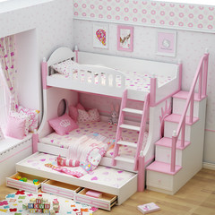 Children bed girl up and down bed, princess bed, high-low bed, double deck child bed, children's furniture suite combination upper and lower berth 1200mm*1900mm High-low bed + ladder cabinet More combinations